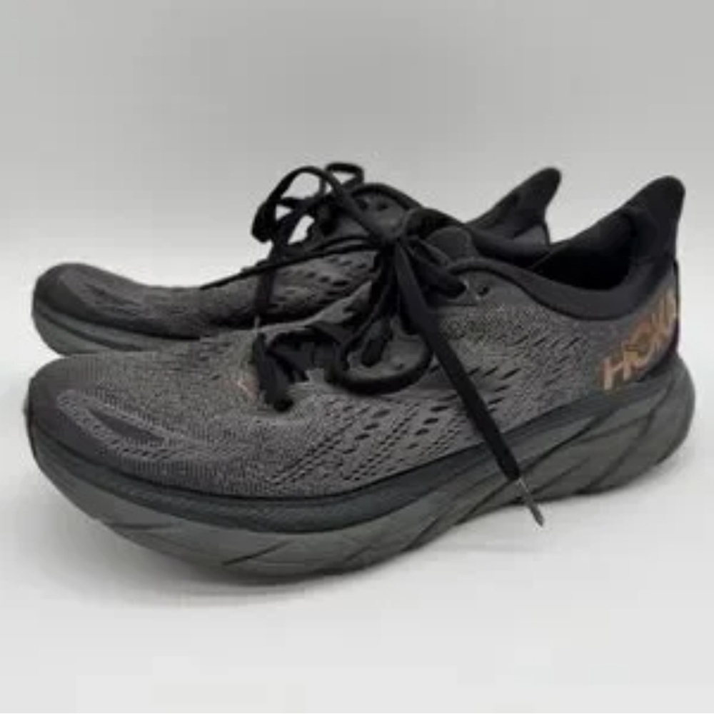Hoka One One Clifton 8 Lace Up Gray Black Running Shoes Women’s Size 8